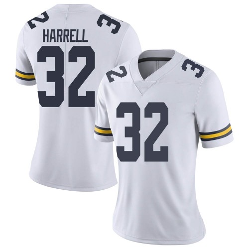 Jaylen Harrell Michigan Wolverines Women's NCAA #32 White Limited Brand Jordan College Stitched Football Jersey MRY3354HW